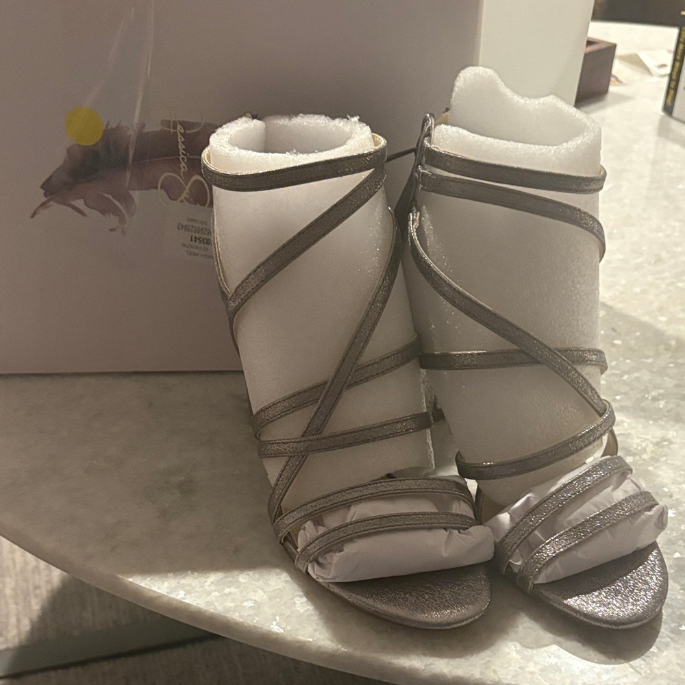 Jessica Simpson Metallic Strappy Heels